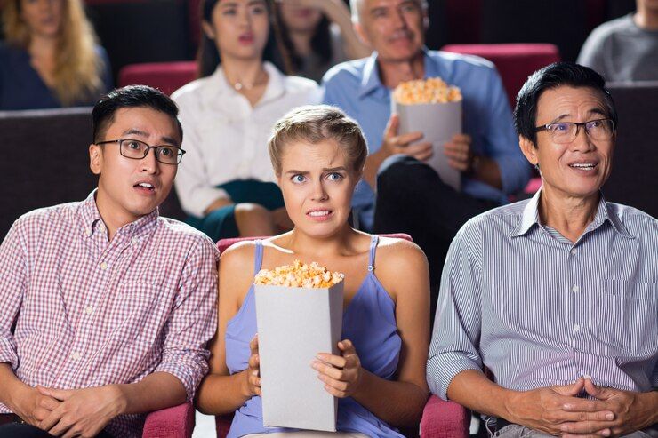 أشخاص يشعرون بالخوف في السينما