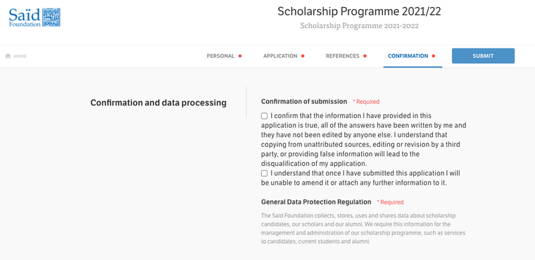 تأكيد طلب التقديم