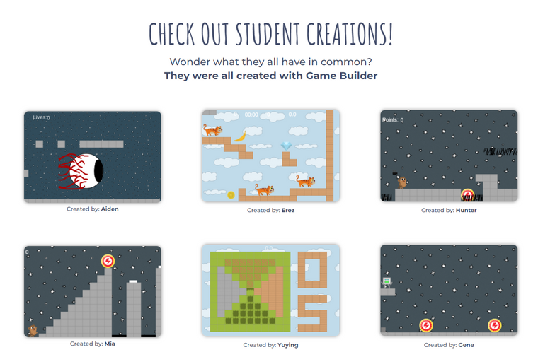 صورة لبعص الألعاب المستعرضة التي صممها طلاب منصة CodeMonkey