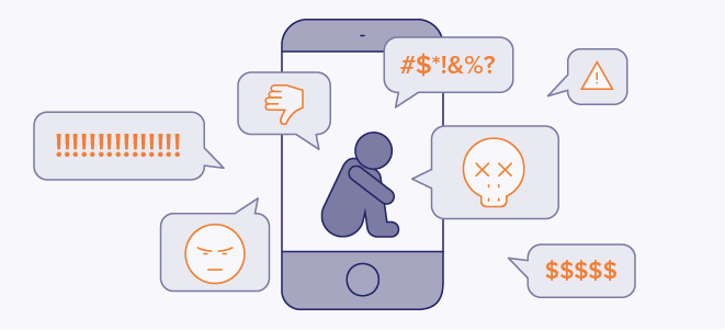 أمثلة التنمر الإلكتروني