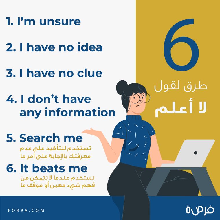 6 طرق لتقول لا اعلم باللغة الانجليزية